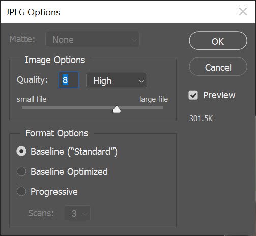 JPEG options