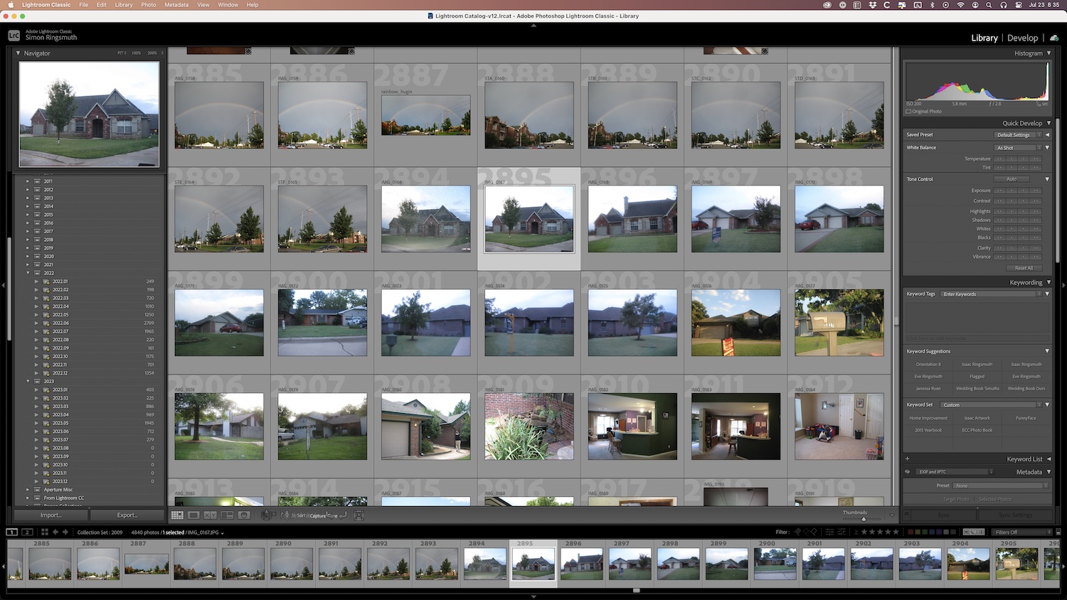 Lightroom vs. Lightroom Classic: The Library interface of Lightroom Classic with dozens of image thumbnails shown.