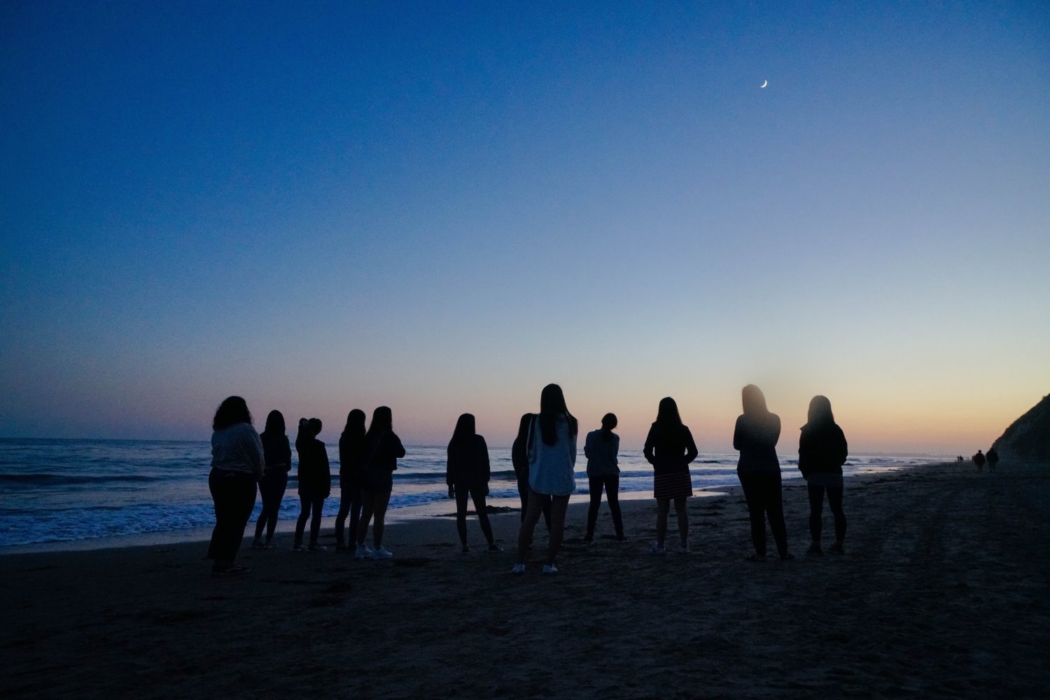 silhouette of people on a beach